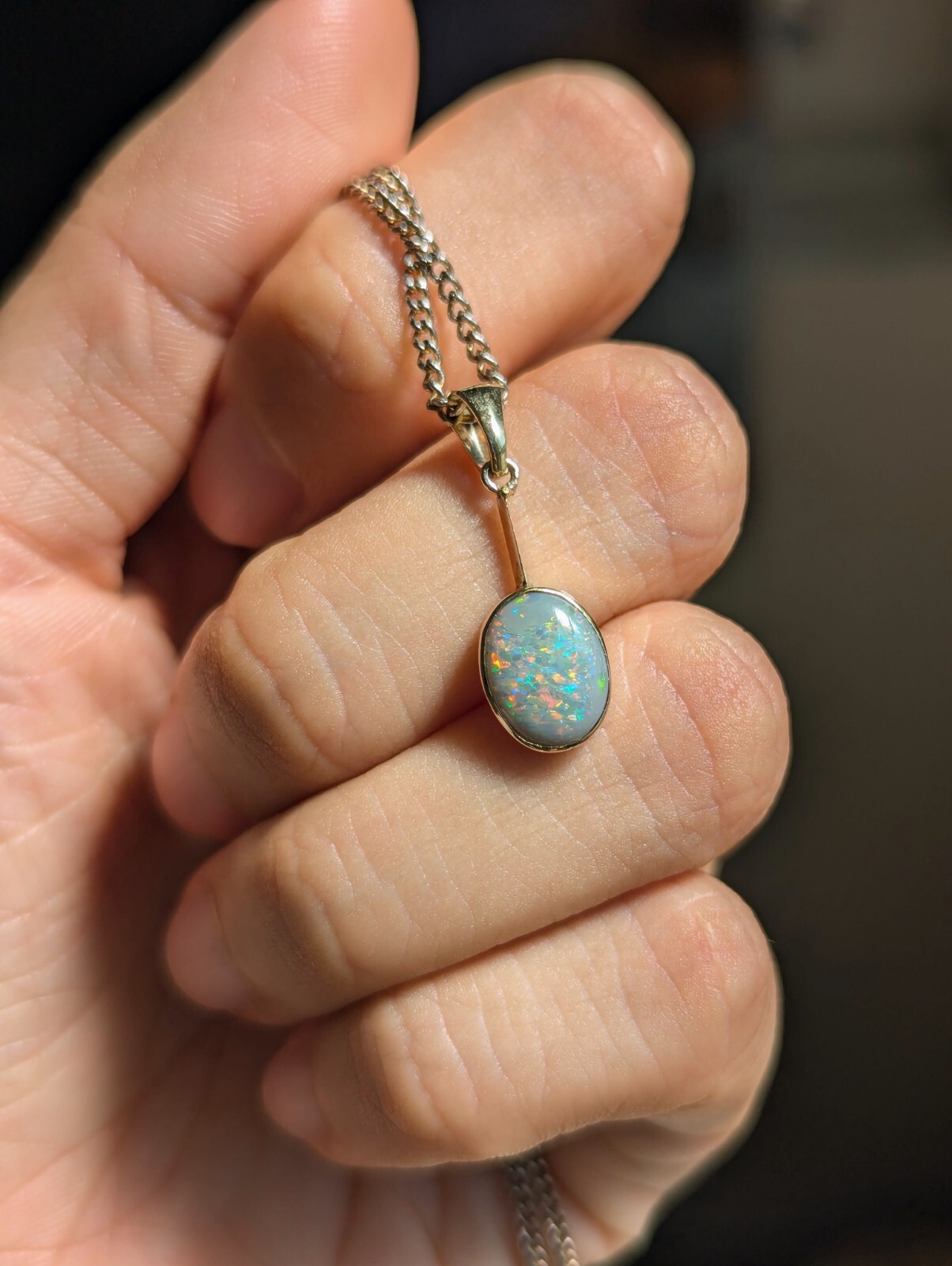 Antique Edwardian 1.4ct Solid Back Opal 9ct Gold … - image 2