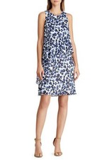 NEW Ralph Lauren Lonia Georgette High Neck  Shift Dress Women's 0 Multi