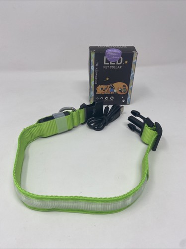 LED Dog Pet Collar GREEN Adjustable & USB Rechargeable Medium 18” New In Box - 第 5/5 張圖片