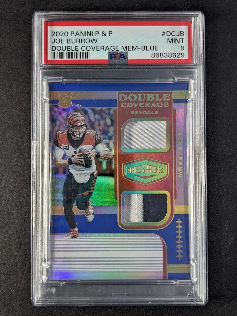 Joe Burrow Panini Plates & Patches Double Coverage Memorabilia #DCJB Blue