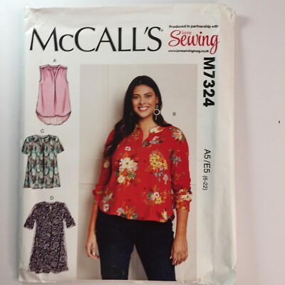 McCalls 7324 Loose Fit Top Tunika Shirt PLUS Bluse Nuru Damen Neu Uncut Muster