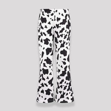 New Youth girl's White black COW PRINT FLARED LEG WESTERN PANTS in 6 SIZES