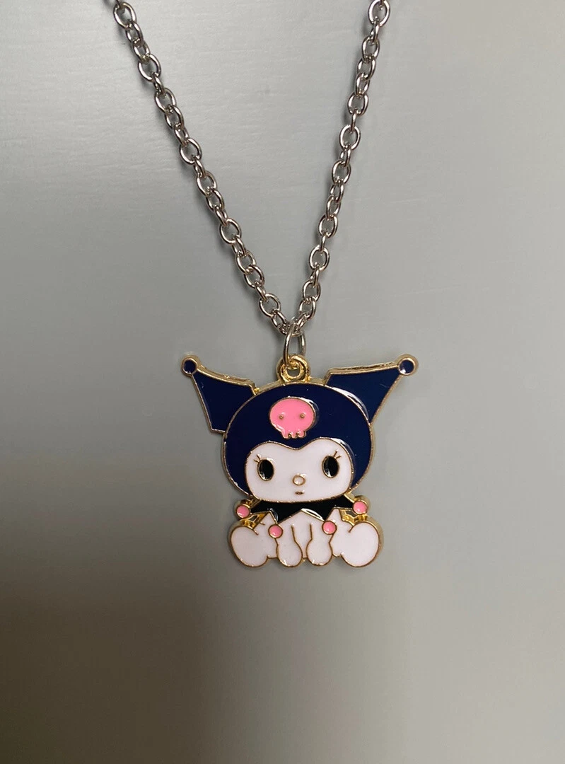 Sanrio Hello Kitty Collier Pendentif Double Bague Clavicule Chaîne Diamant  Argent Petite amie Charms Clasped Anime Chaîne Bijoux Cadeau