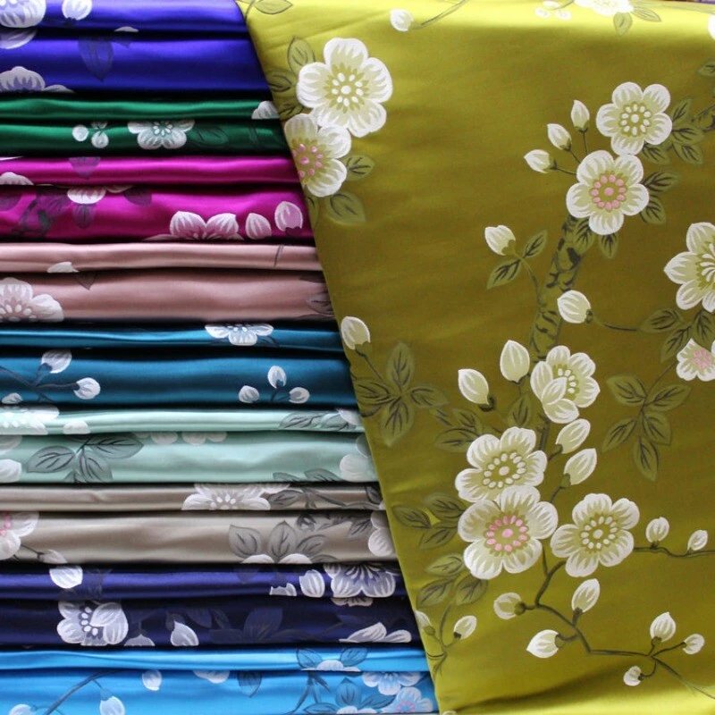 Embroidered Flower Fabric Jacquard Satin Brocade DIY Dress Sold By Meter - Image 3 of 4