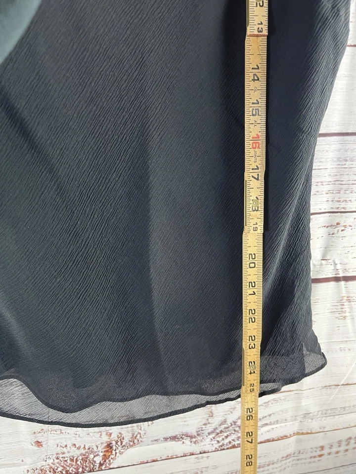 Camiseta sin mangas Merona para mujer grande negra mezcla de seda forrada cuello en V Foto 4 de 4