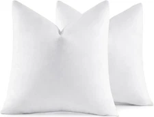 MIULEE 18x18 Pillow Inserts,Set of 2 Down Feather Throw Pillows for Couch White