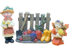 Mini Harvest Fairy Garden Set – Fall Fairy, Gate, Scarecrow Figurines (3-Piece)