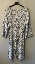 Blue Floral Summer Sheer Tie Belt Robe Size M 3/4 Sleeve 