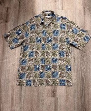 Vintage Pierre Cardin Men's Size L Short Sleeve Rayon Tropical Print Shirt