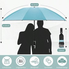 NEW Inverted Travel, Automatic Umbrellas Rain, Windproof Compact With Reflective
