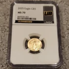2025 Gold Eagle G$5 NGC MS70 UltraBreaks Silver Label 1/10 Oz Gold