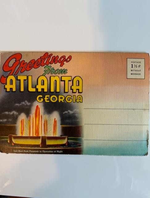 Vintage 1940s Atlanta Souvenir Postcard Folder Georgia- 9 double sided cards