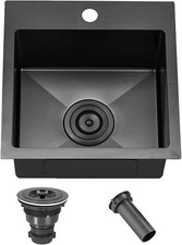 15  X15  Black Drop in Bar Sink, Stainless Steel Small Kitchen Sink Single Bowl,