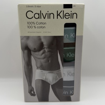 Calvin Klein Mens 100% Cotton Classic 5 Pack Briefs Black Underwear LARGE