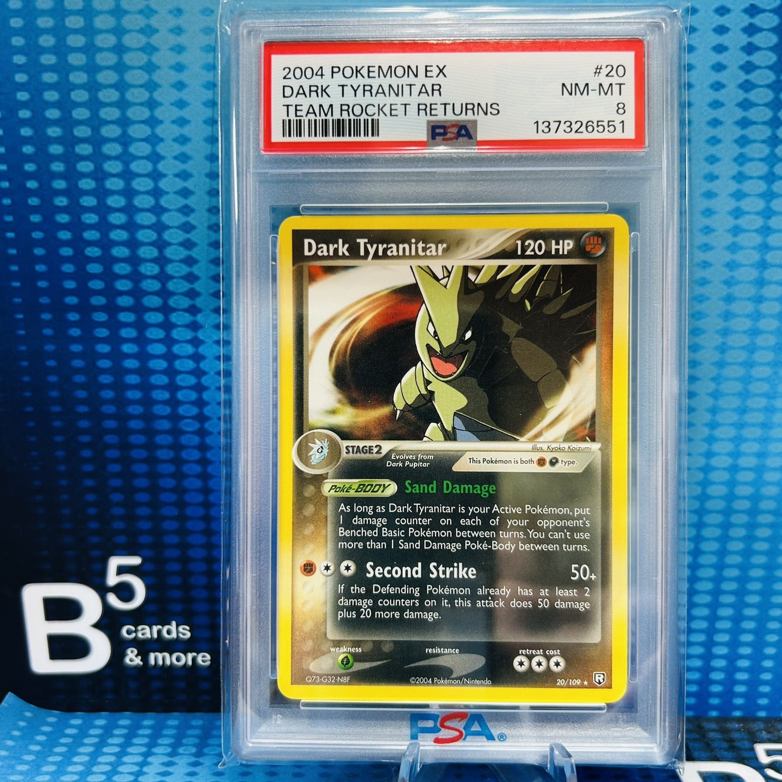 2004 Pokemon EX Team Rocket Returns 20 Dark Tyranitar PSA 8