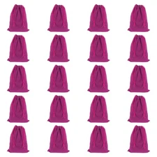20pcs Flocked Drawstring Bag 5.9 x 7.9" Jewelry Pouches Gift Bags, Rose Red