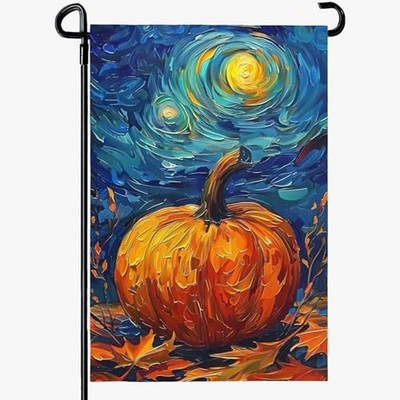 Fall Garden Flag Pumpkin Maple Leaf Yard Flags Van Gogh Garden Flags Art Star...