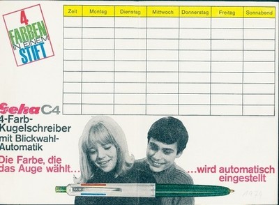 Timetable, Advertising Geha C4 4 Colour Ballpoint Pen, School Fountain Pen,... - 10756209