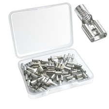 50 Pcs High Temperature Non-Insulated Female Spade Connectors, 12-10 Gauge