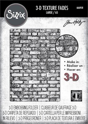 Sizzix 3D Texture Fades A5 Embossing Folder By Tim Holtz-Brickwork