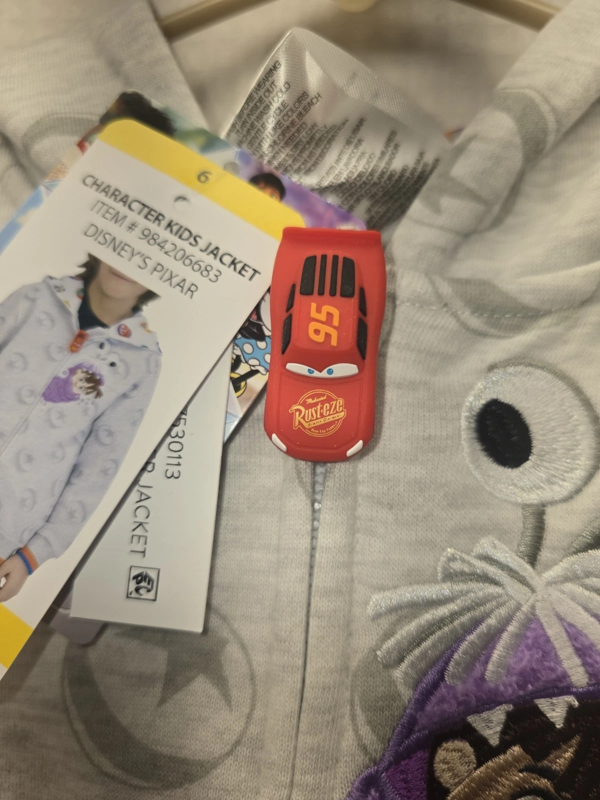 ALEXANDER MCQUEEN Felpa con cappuccio Disney per bambini 100° PIXAR Monsters Inc Boo Lightning McQueen Dory taglia 6