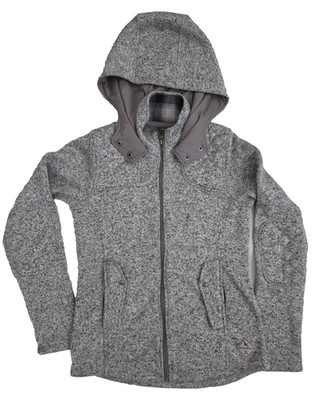 Eddie Bauer Fleece Zip Up Jacket-Heather Gray-Size XS-Hood/Snap Collar/Cozy