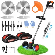 Cordless Weed Electric Brush Cutter Lawn Edger Grass String Trimmer 2Battery NEW