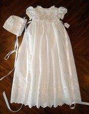 Beautiful Christening Gown 3 months Eyelet Embroidered 29" long 3 piece set CG2