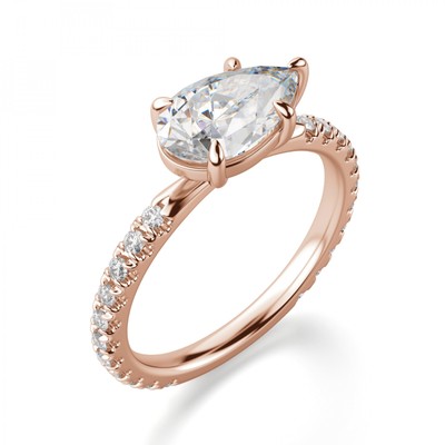 2.75 Ct Pear Cut Lab Created Diamond Engagement 14K Solid Rose Gold B