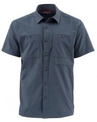 Simms Fishing Double Haul SS Shirt UPF Large Dk Moon Travel & Fish - NEW!