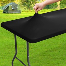 Elastic Tablecloth for 4 Foot Rectangle Tables, Stretch Fitted Picnic Table cove