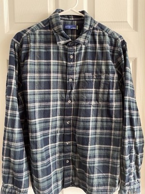 APT 9 Shirt Mens Size L Blue Plaid Standard Fit Long Sleeve Button Up