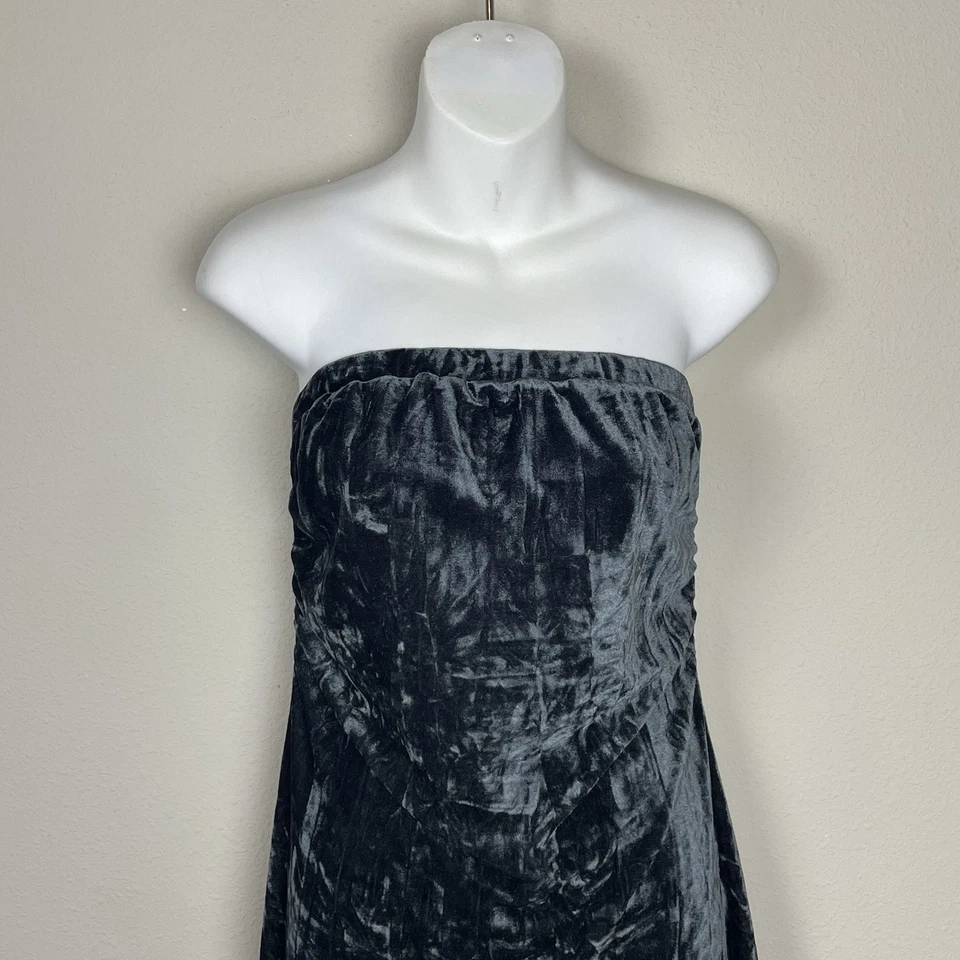 Vestido Silence + Noise Luna Terciopelo Verde Bosque Alto-Bajo Talla L Hada Cottagecore Foto 3 de 4