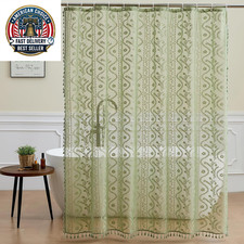 Sage Green Lace Shower Curtain - Vintage Pretty Floral Sheer Shower Curtains, El