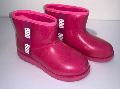 Ugg Classic Clear Mini Pink Waterproof Rain Snow Boots Women s 6 (S/N 1112386K)