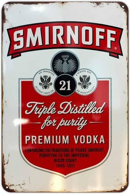 Triple Distilled Premium Vodka Aluminum Tin Metal Signs Home Décor 8x12