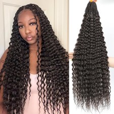 24Inch 7Packs Deep Wave Curly Crochet Hair Brown Ocean Wave Hair Pre Looped G...