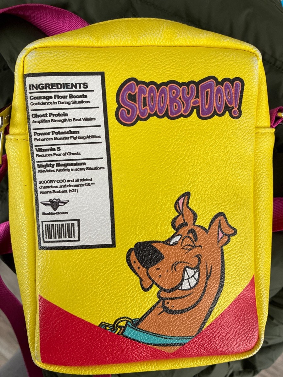 Buckle-Down Scooby-Doo Scooby Snacks Box Yellow Crossbody with pink strap New View 2