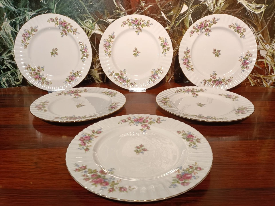 ROYAL ALBERT England MOSS ROSE 6 edle Speiseteller Ø 26cm - Bild 1 von 4