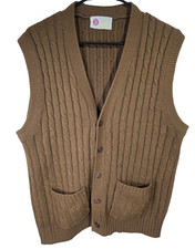 Vintage Sears Kings Road Vest Mens Size Large Brown Button Up V-Neck Vest VTG