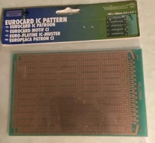 PCB SINGLE-SIDED EPOXY FR-4  EUROCARD IC PATTERN 100MM x 160MM VELLEMAN-ECI. NEW