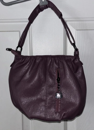 Purple JPDS Pleated Purse Bag Shoulder Tote Handbag Charm Clean Extra Strap