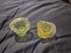 2Vintage Fenton Vaseline (Uranium) Daisy & Button 2.5" Top Hat Toothpick Holders