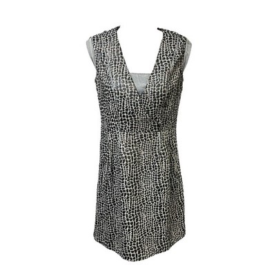 C Luce Mini Dress Size M Grey Leopard Print Sleeveless V-Neck Edgy Chic Trendy