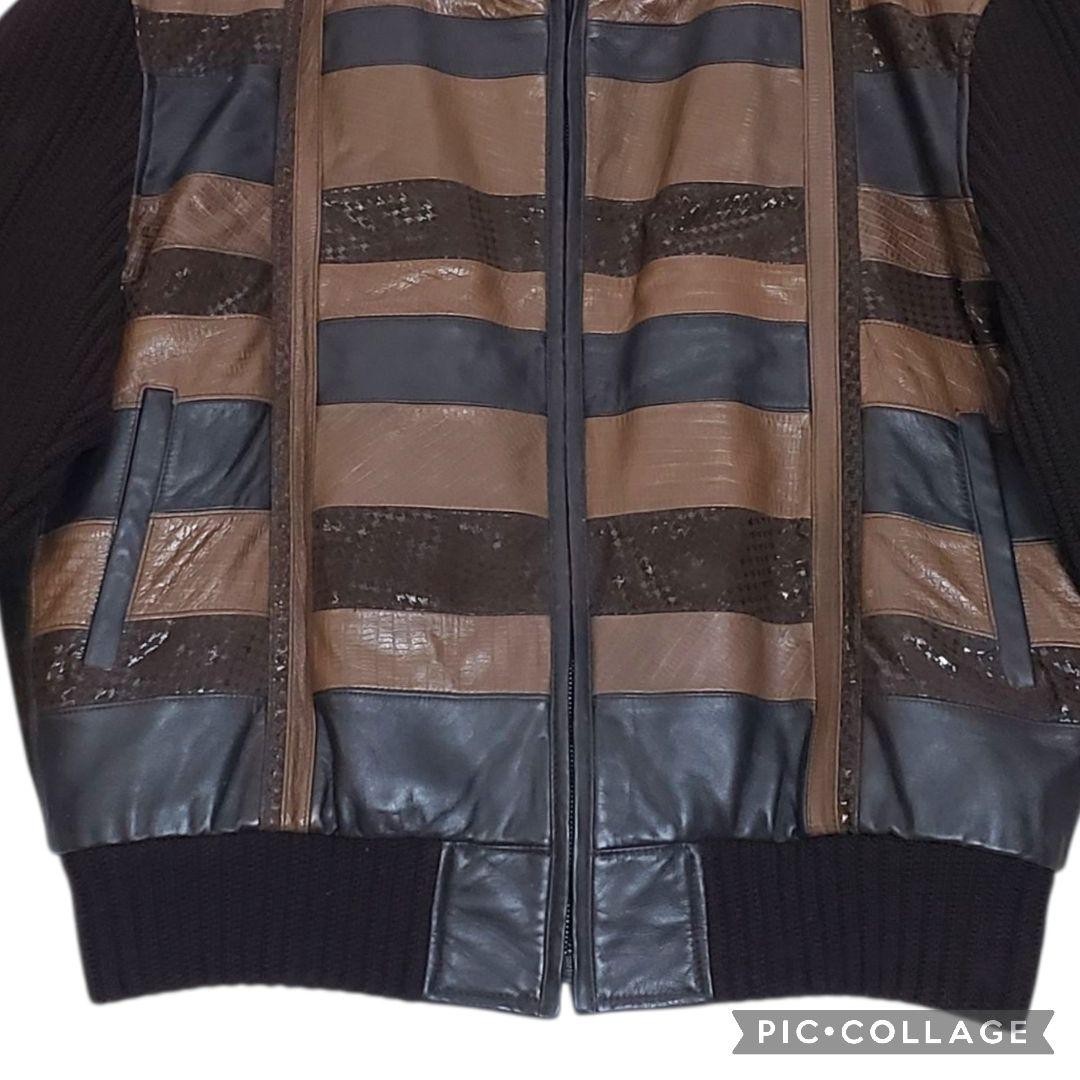 Balmain Leather & Wool Patchwork Jacket with Elbo… - image 9