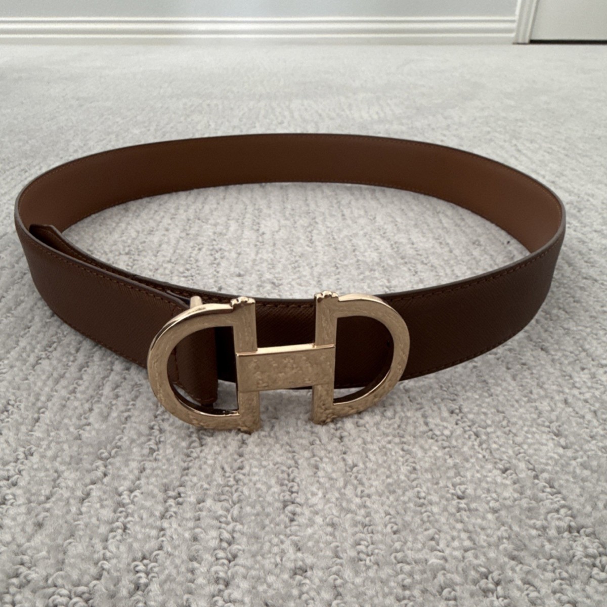 Also Brown Adjustable Dress Belt Gold Buckle | eBay