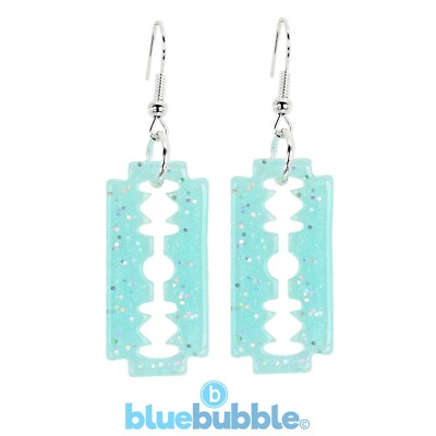Bluebubble JUST PUNK Glitzer Faux Rasierklinge Ohrringe Funky Fun Goth Emo Kitsch