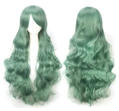 YEESHEDO LONG WAVY CURLY HAIR WIG MINT GREEN COSPLAY COSTUME PARTY FASHION 80CM