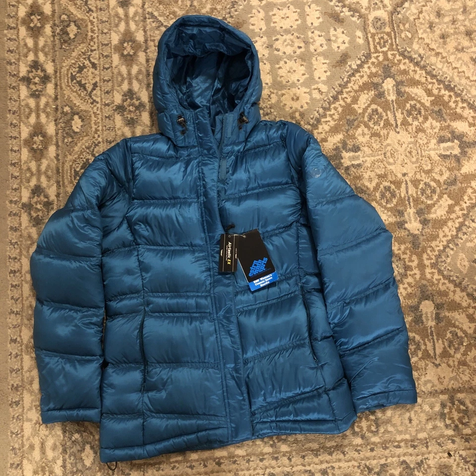 Abrigo con Capucha Eastern Mountain Sports EMS Cosmic Down Azul Verde Mediano Nuevo con Etiquetas $229 Foto 4 de 4
