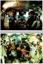 2 4X6 1985 Postcards DISCOVERY FLIGHT 41-D Space Shuttle Interior ASTRONAUTS